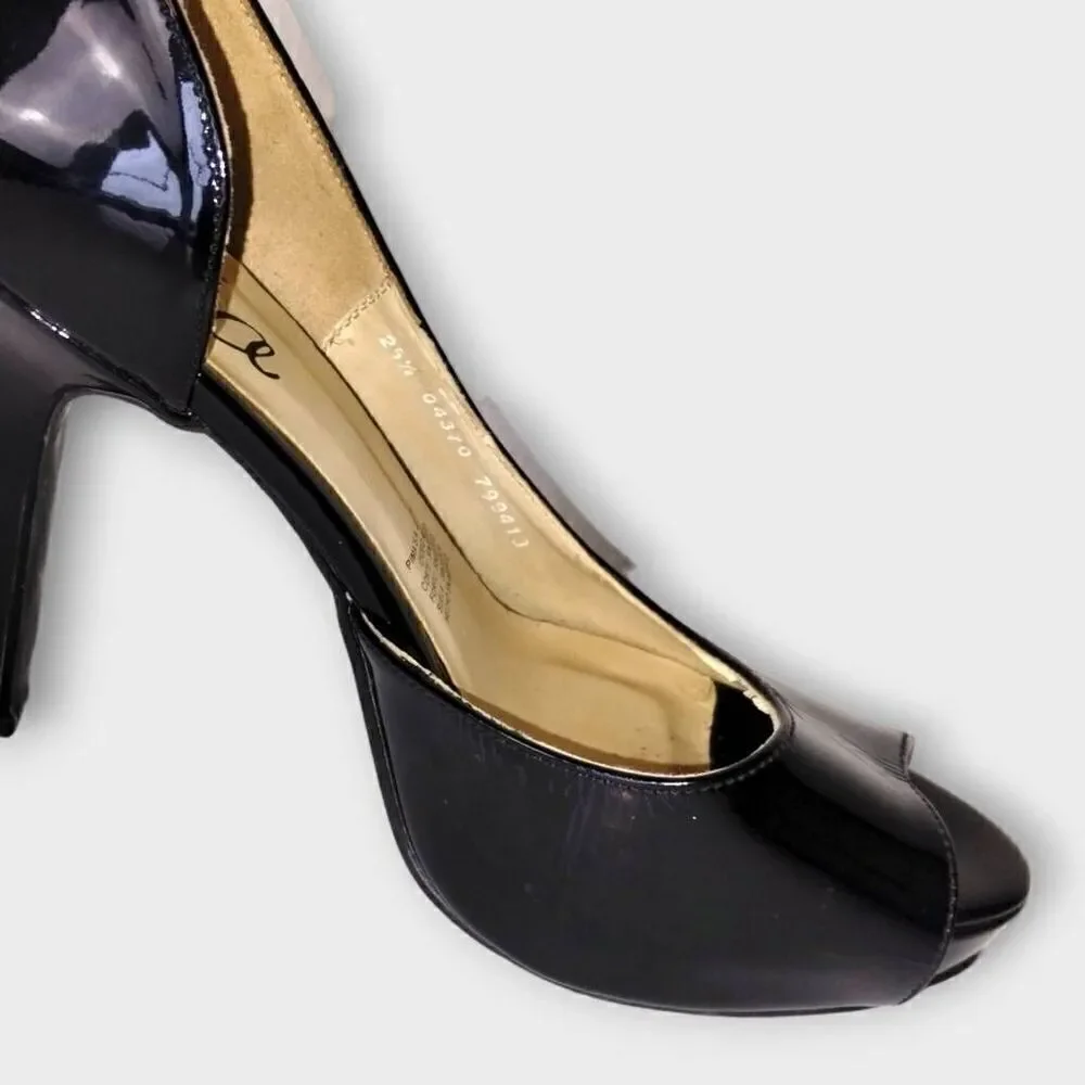 Zia Womens Shoes Sz 9 Black Patent Leather‎ Heels Peep Toe Platform